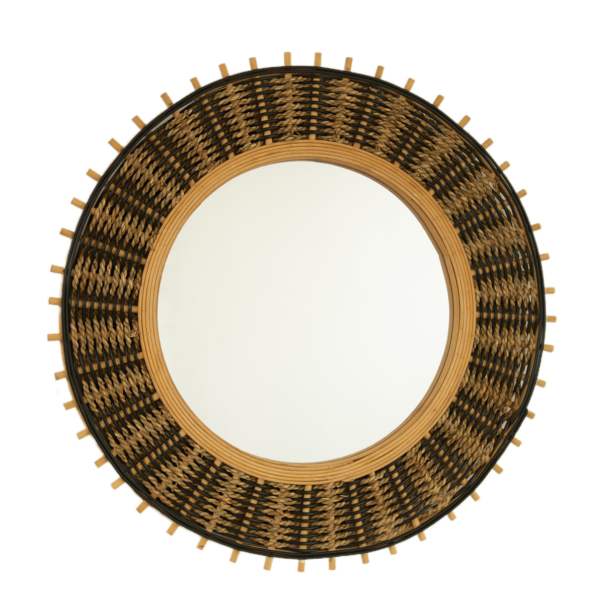 Echo Bamboo Round Wall Mirror — 23" Hemp Rope Wrapped