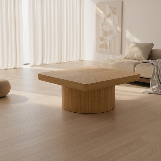 The Parquet — 34.6" Square Wood Veneer Coffee Table
