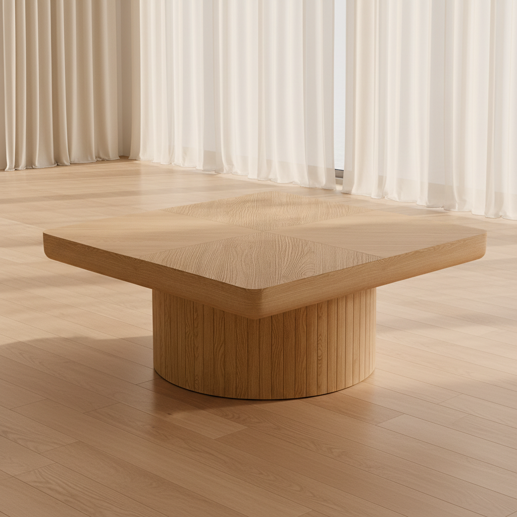 The Parquet — 34.6" Square Wood Veneer Coffee Table