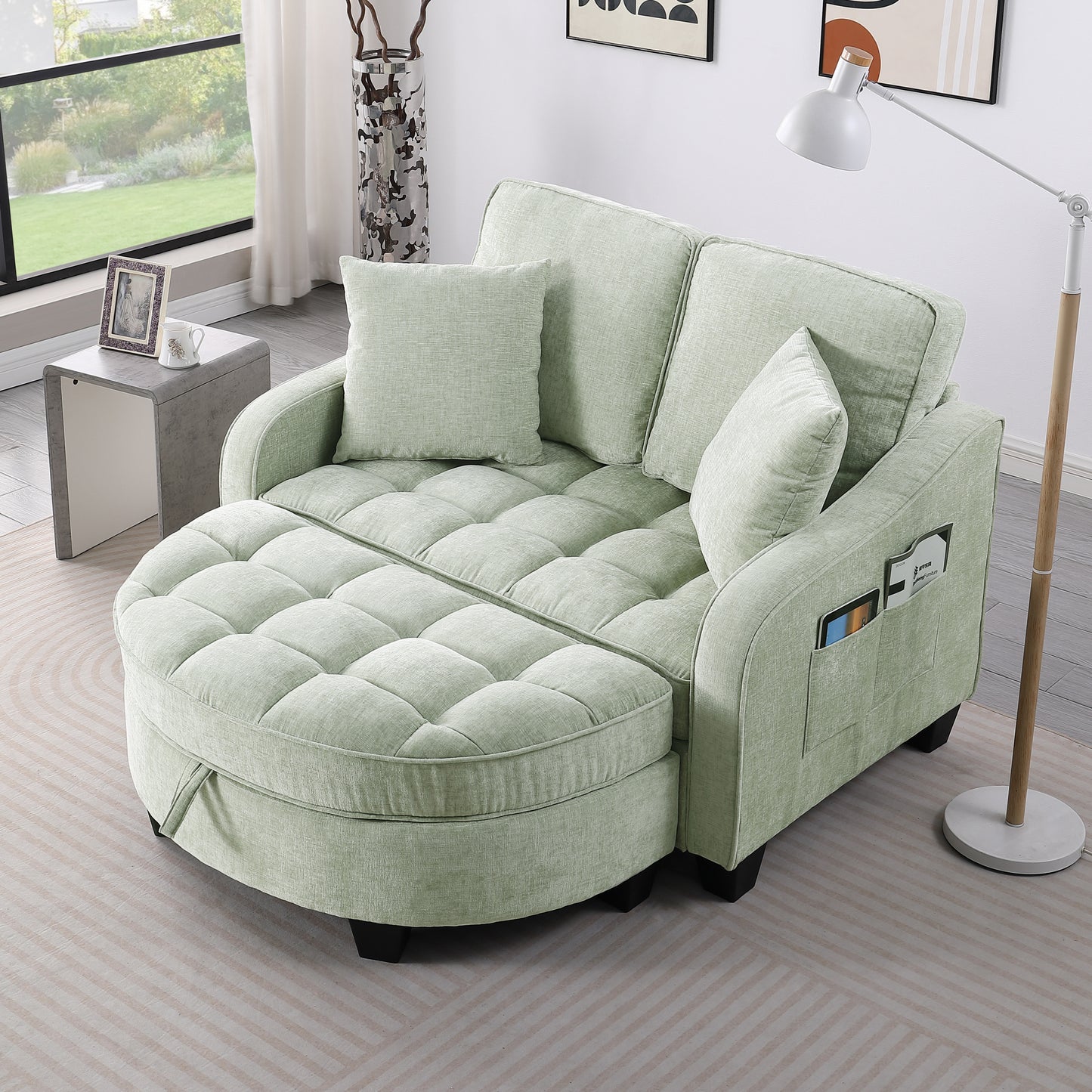 2-Seat Corduroy Sofa with Irregular Armrests