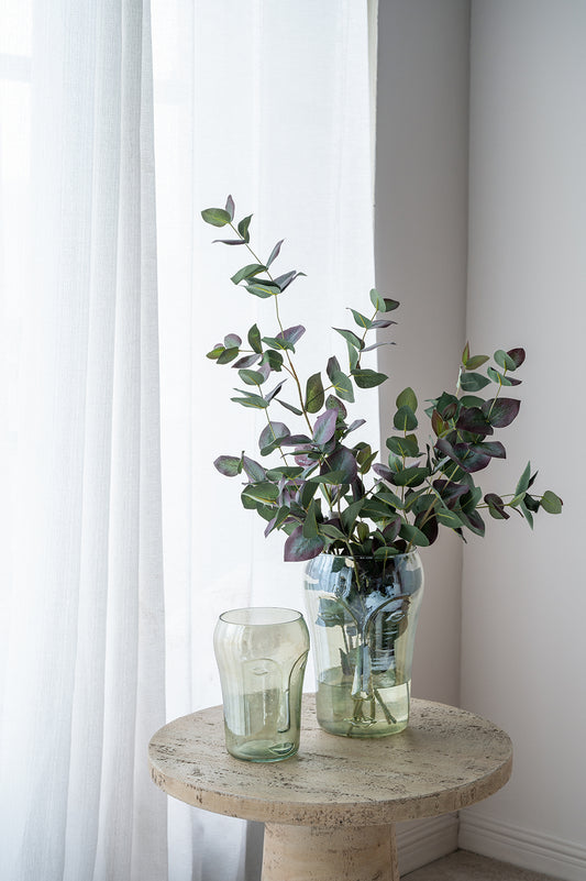 Green Glass Face Vase Set of 2 | Handcrafted Sculptural Vases