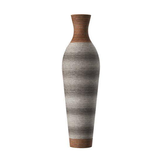 Woven Rattan-Look Floor Vase 39 Inch | Tall PVC Vase