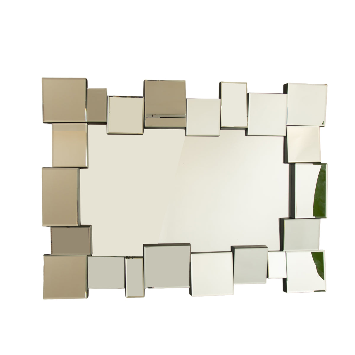 Reage Geometric Wall Mirror — 30" Mosaic Square PU Frame