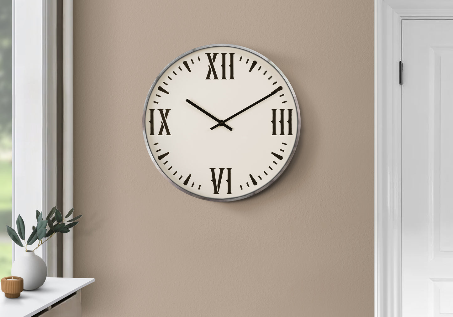 Roman Numeral Wall Clock — 20" Black & White Modern