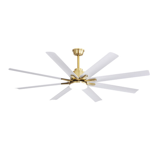 66" Smart Ceiling Fan Light — Gold Finish, 8-Blade ABS, Dimmable LED, App & Voice Control