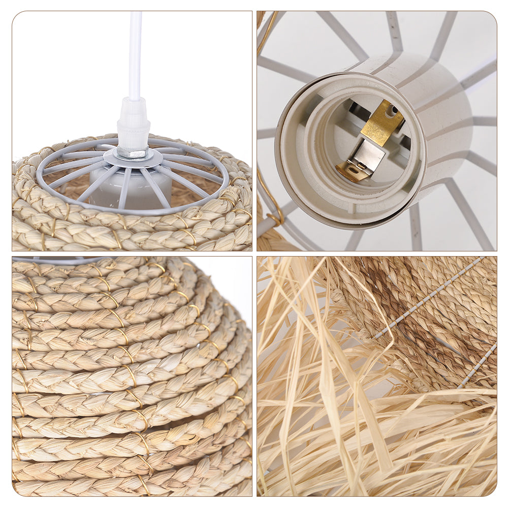 Pastoral style creative raffia straw hanging light shade