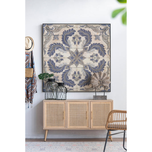 Pari Blooming Square Wall Art Panel — 48″ Oversized Botanical Wood Tile