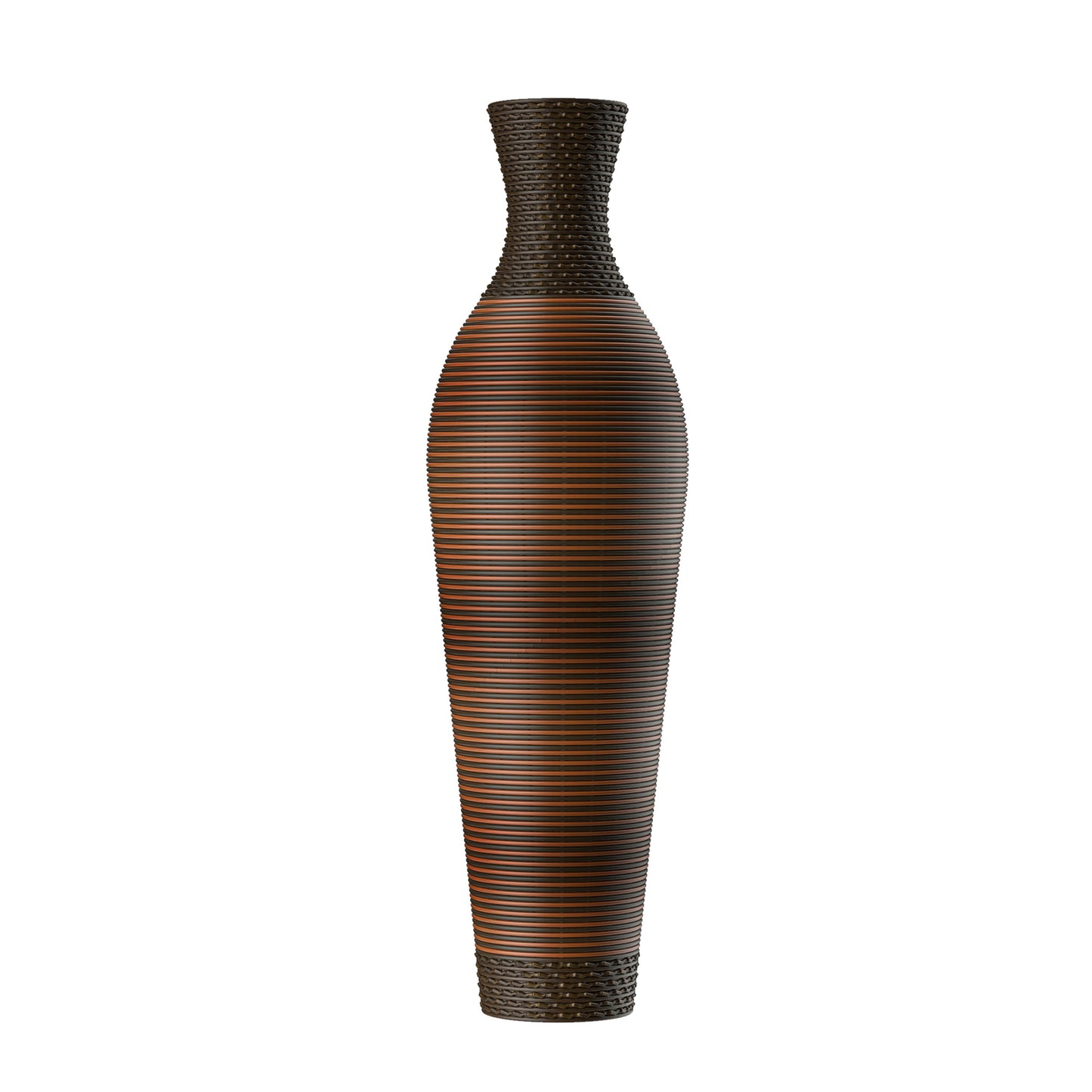 Woven Rattan-Look Floor Vase 39 Inch | Tall PVC Vase