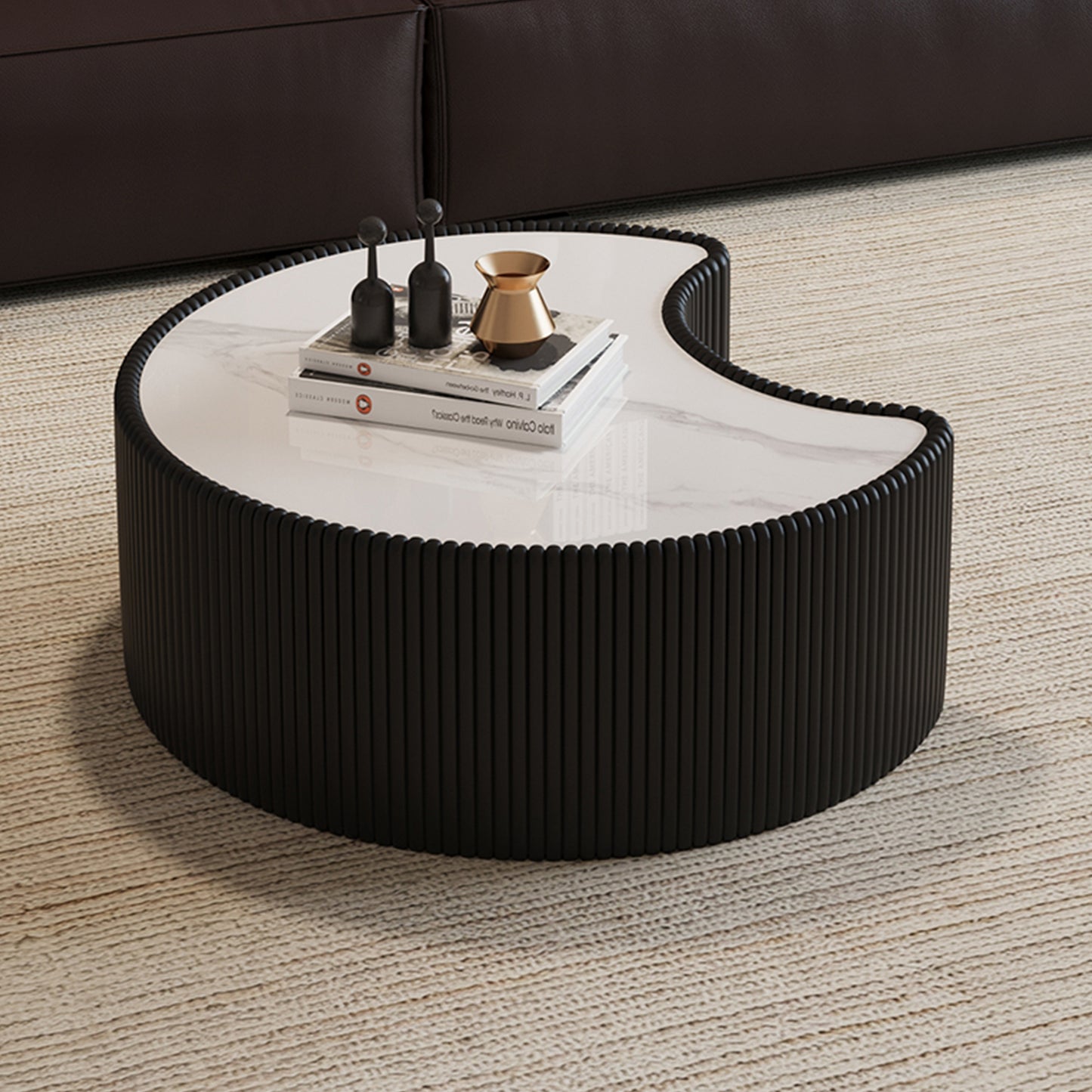 The Stone & Leather Table — Sintered Stone Coffee Table