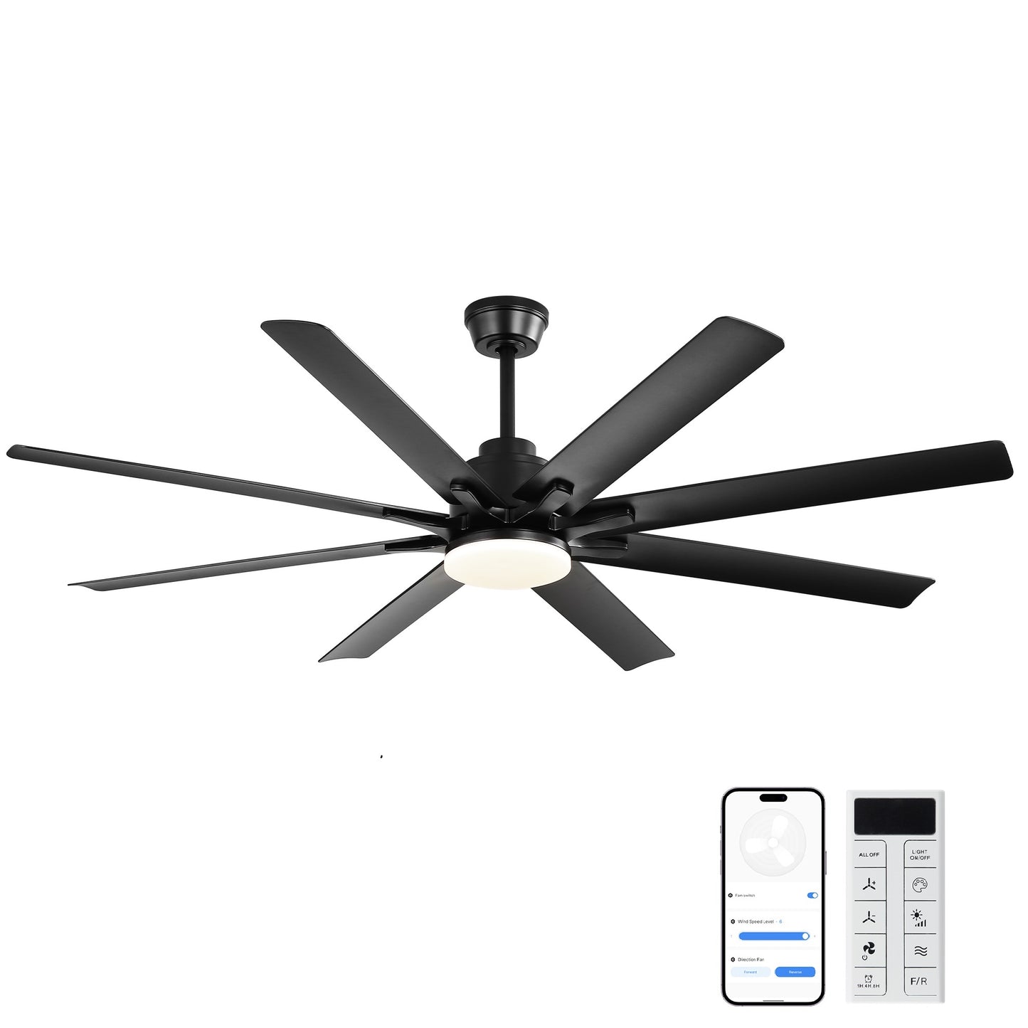 42" Flush Mount Ceiling Fan Light — Gold Finish, ABS Blades, 18W Dimmable LED