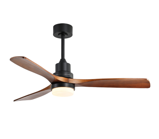 52" Ceiling Fan Light — Solid Walnut Blades, DC Motor, Matte Black