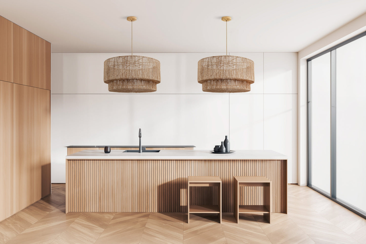 Shiloh Rattan Pendant Light - Bohemian Lampshade, Rattan Light Fixture