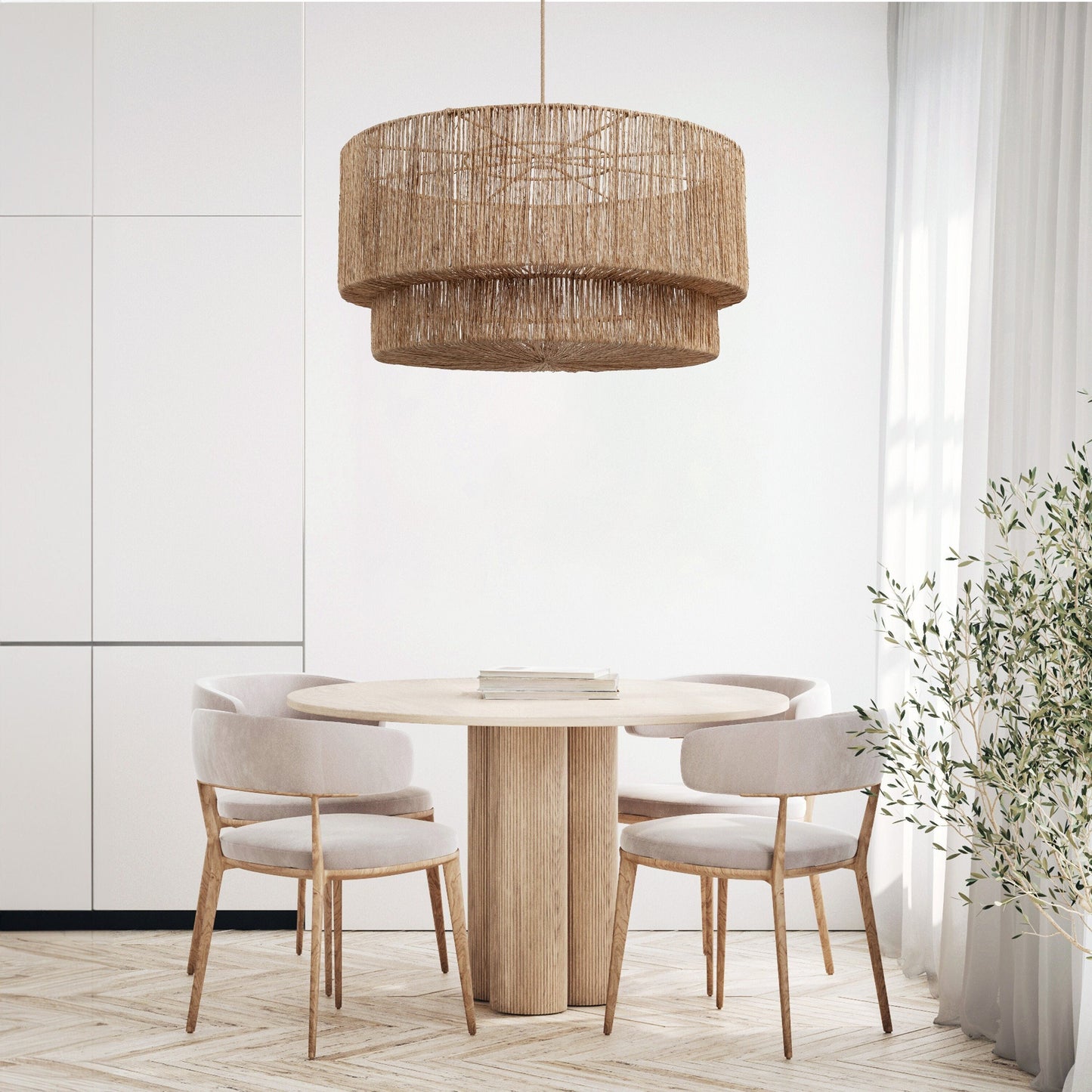 Shiloh Rattan Pendant Light - Bohemian Lampshade, Rattan Light Fixture