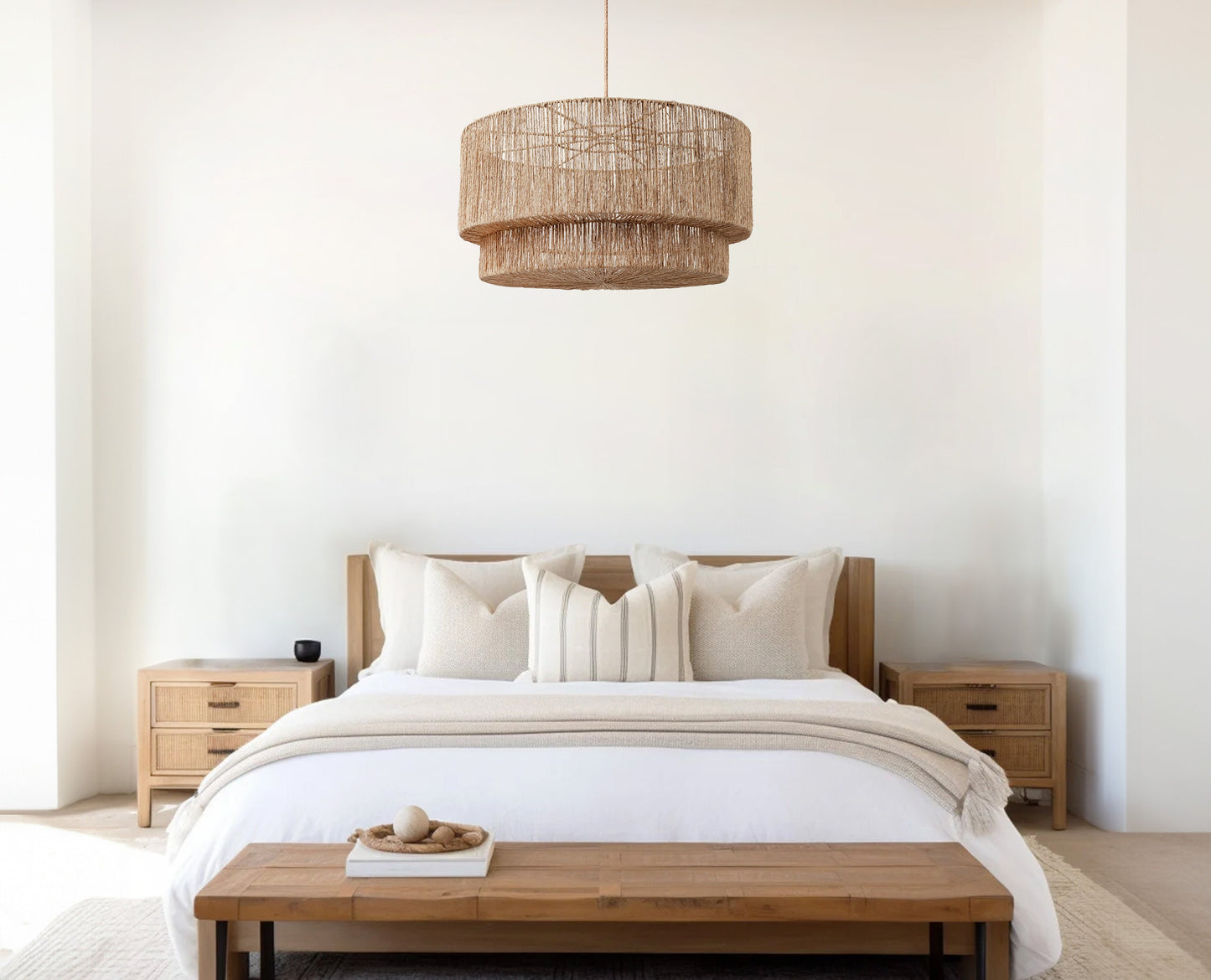 Shiloh Rattan Pendant Light - Bohemian Lampshade, Rattan Light Fixture