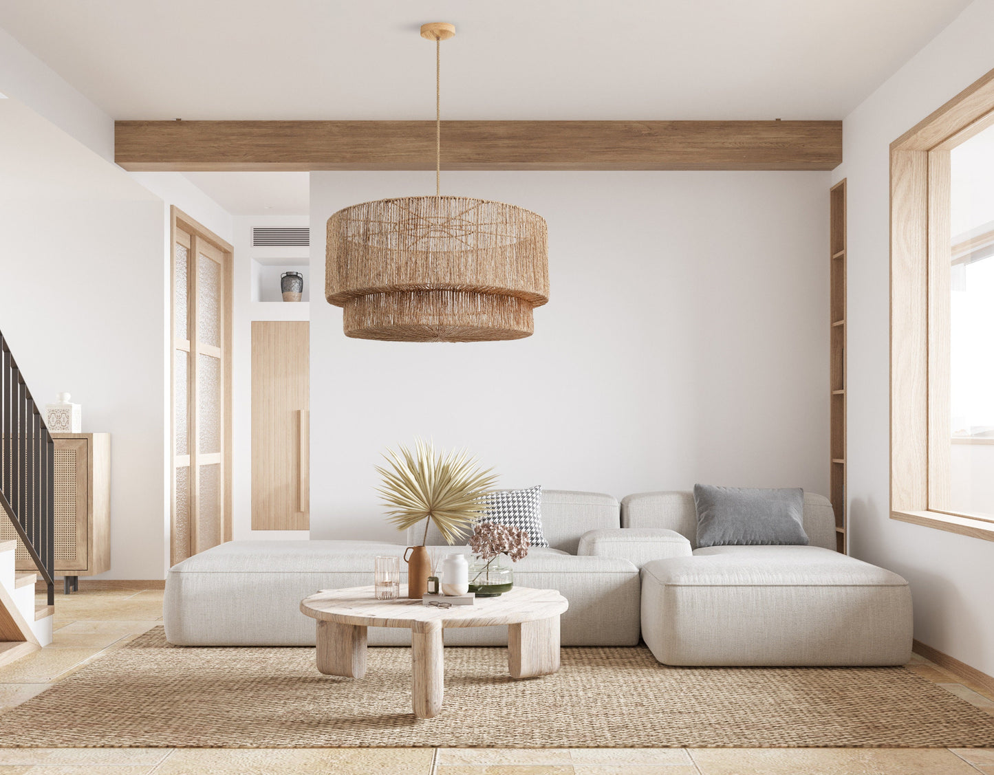 Shiloh Rattan Pendant Light - Bohemian Lampshade, Rattan Light Fixture