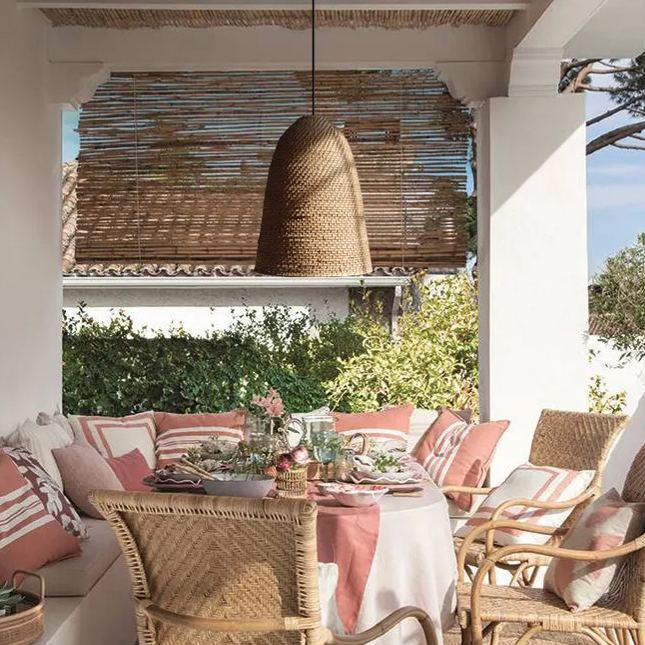 Big Sur Coastal Interior Design  Rattan Pendant Light