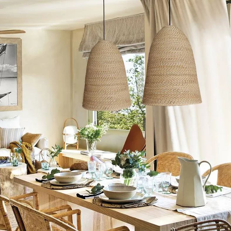 Big Sur Coastal Interior Design  Rattan Pendant Light