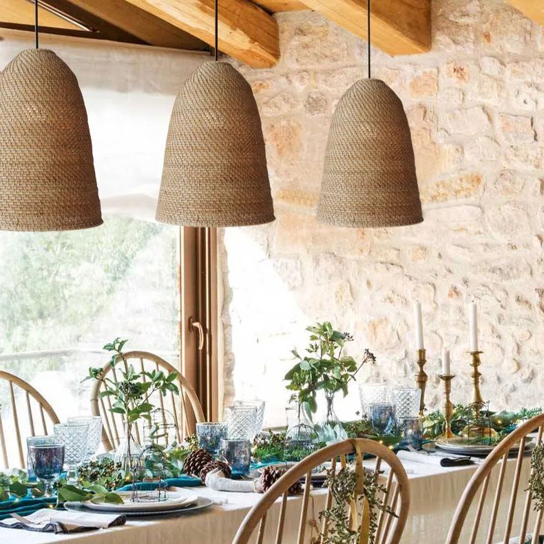 Big Sur Coastal Interior Design  Rattan Pendant Light