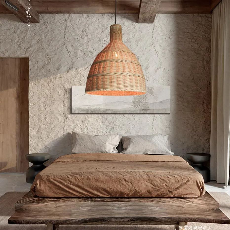 New Large Wabi-sabi Style Rattan Pendant Light