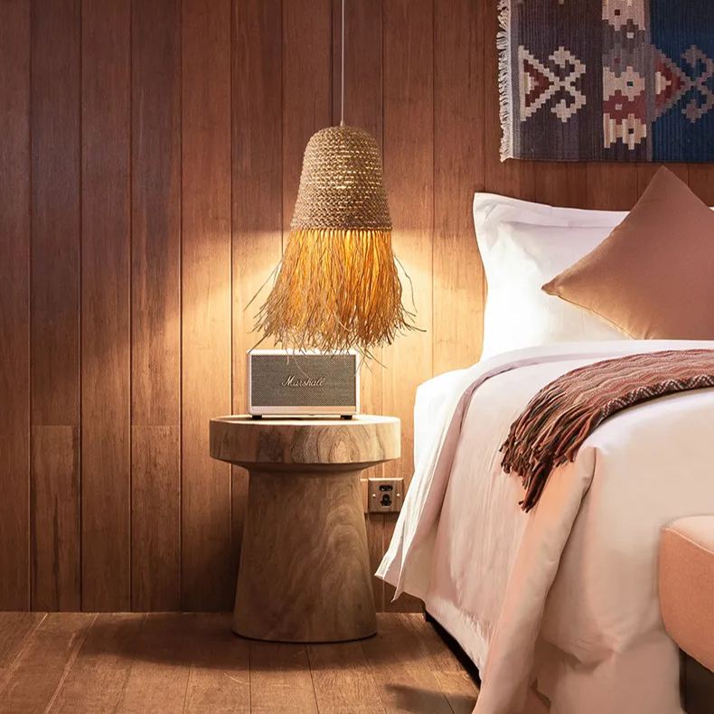 Pastoral style creative raffia straw hanging light shade