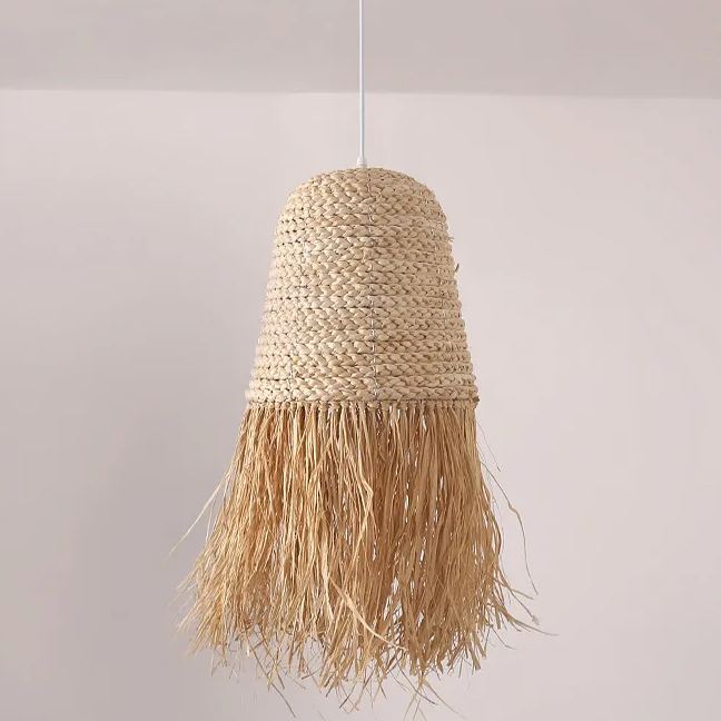 Pastoral style creative raffia straw hanging light shade