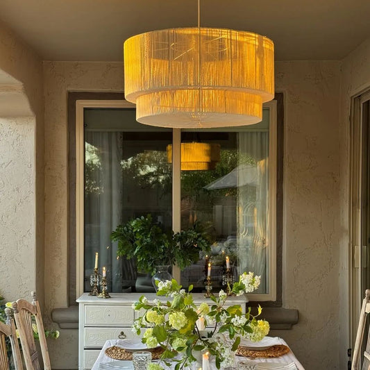Shiloh Rattan Pendant Light - Bohemian Lampshade, Rattan Light Fixture