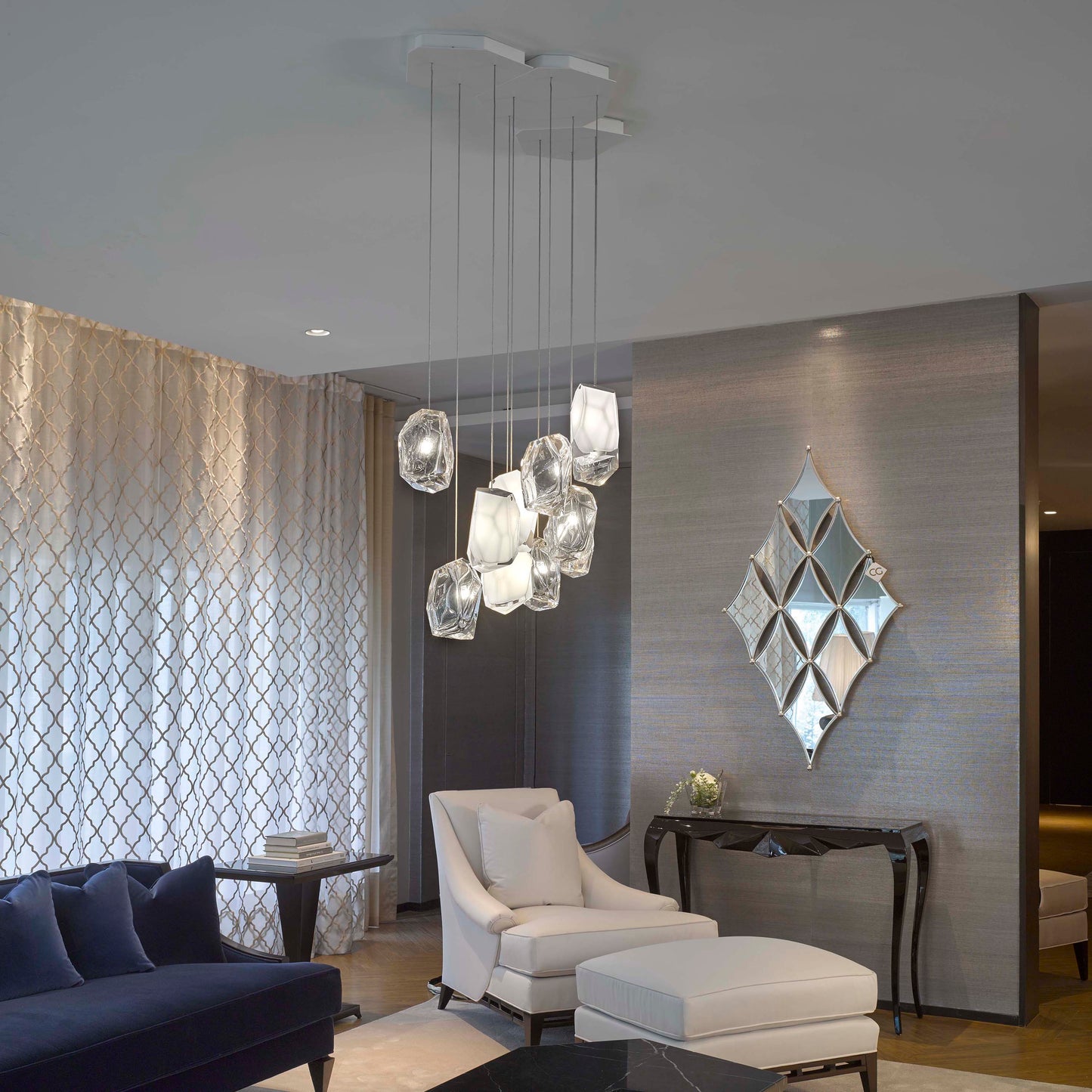Crystal Rock 3-Light Cluster Pendant Light