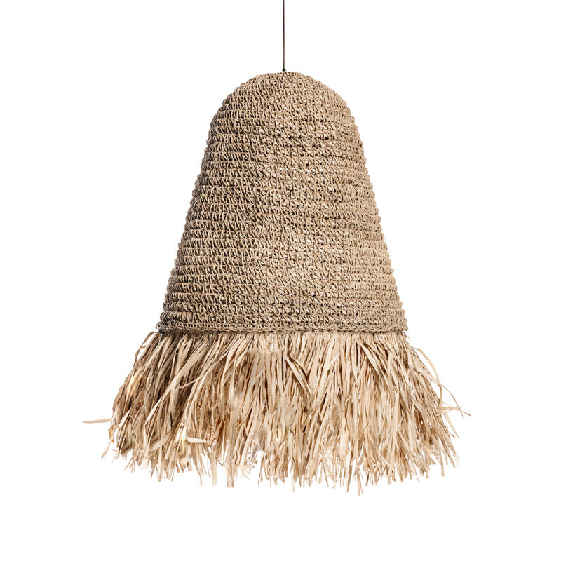 Pastoral style creative raffia straw hanging light shade