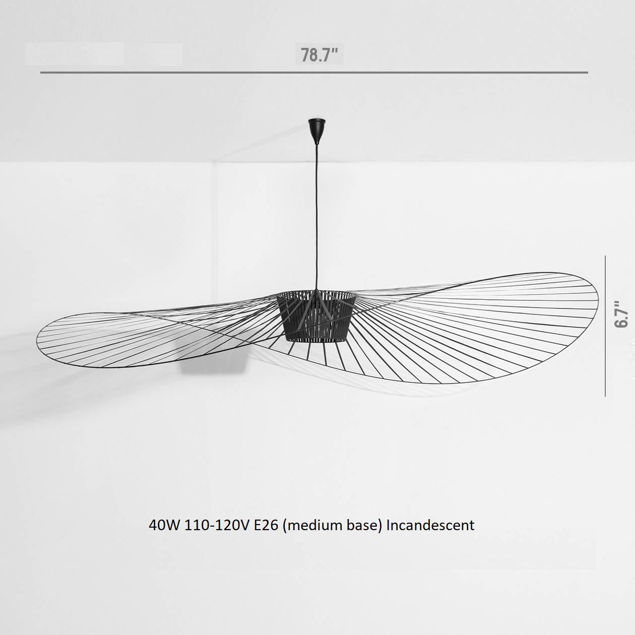 Black / Large: 78.7 in width Vertigo Pendant Light OPEN BOX