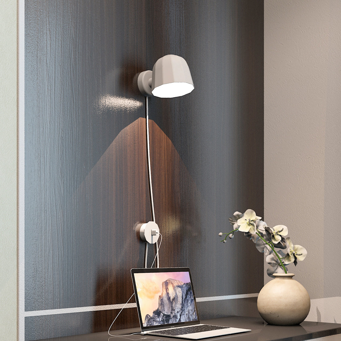 Matt White Novia Wall Light with USB Port OPEN BOX