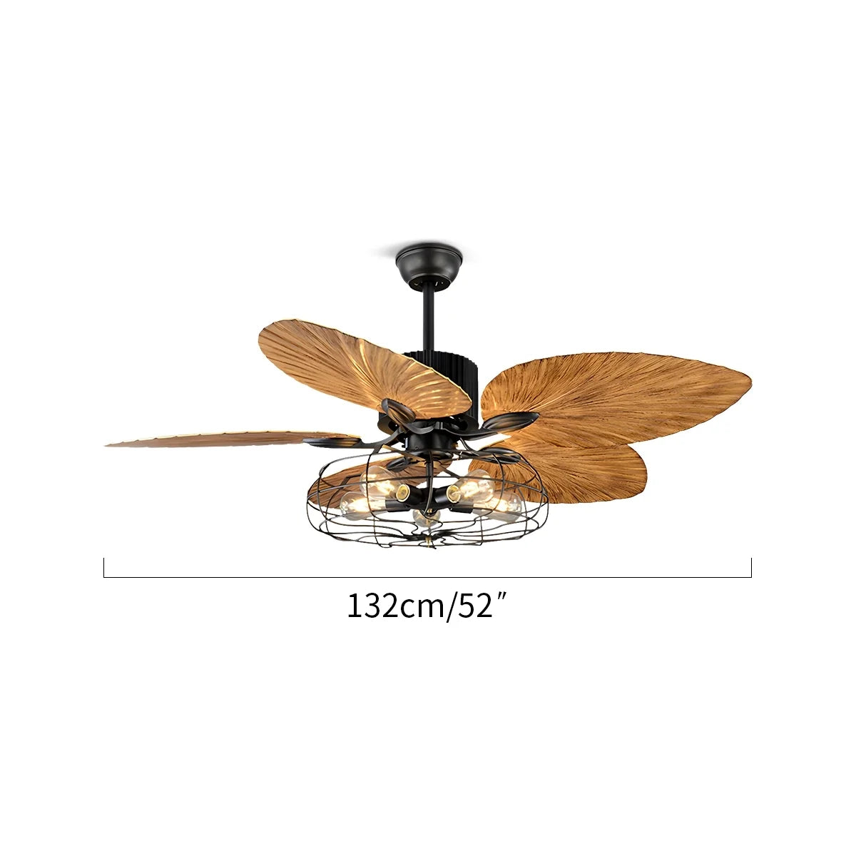 Industrial Tropical Palm Leaves Ceiling Fan Light