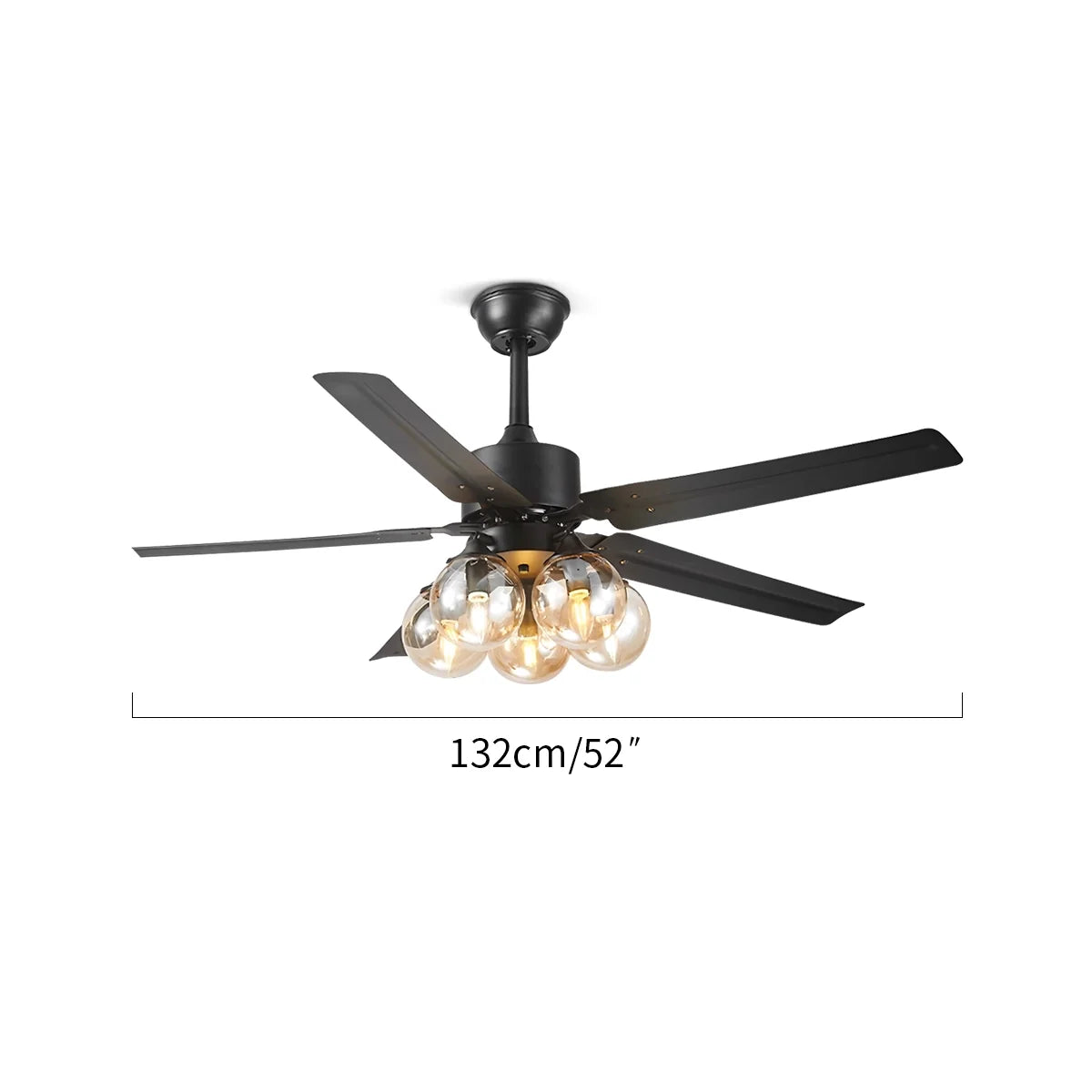 American Retro Glass Globe Ceiling Fan Light
