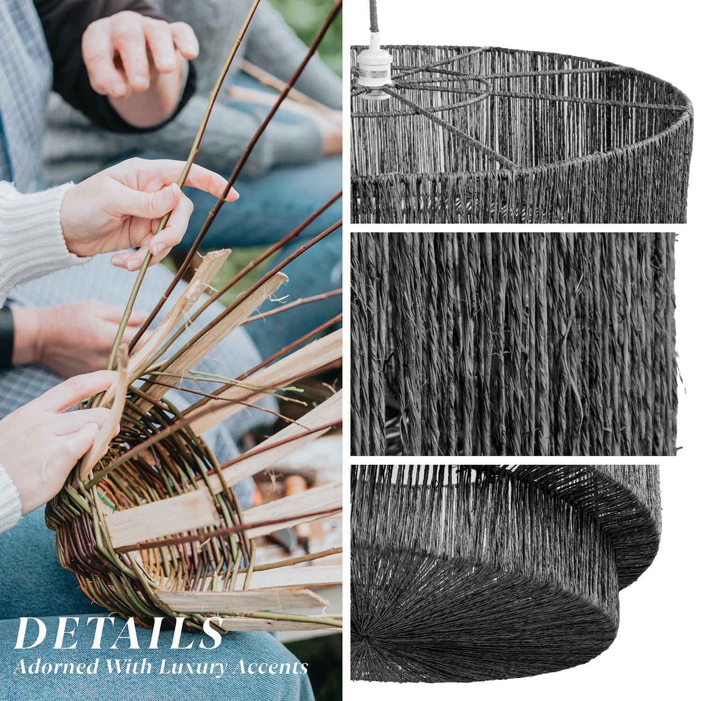 Shiloh Rattan Pendant Light - Bohemian Lampshade, Rattan Light Fixture