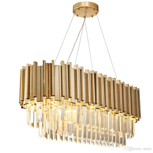 ASHLYNN Oval Crystal Chandelier – Gold Stainless Steel