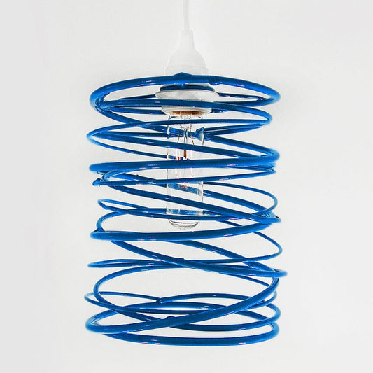 Powder Coated / Sky Blue / Medium: 36 Inch / Black Spiral Nest Cascading 5 Chandelier OPEN BOX