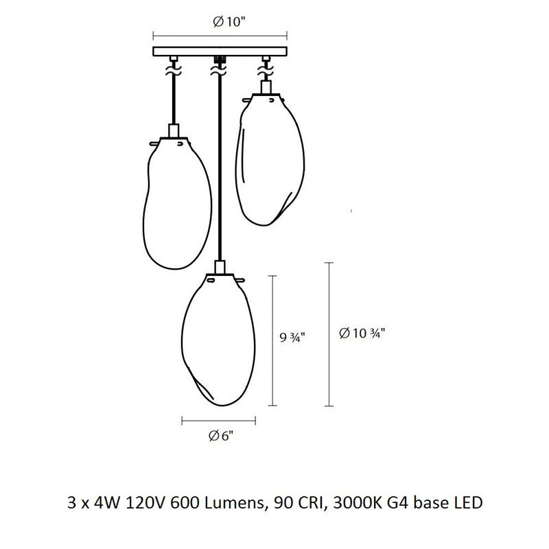 Liquid Three Light Multi Pendant Light