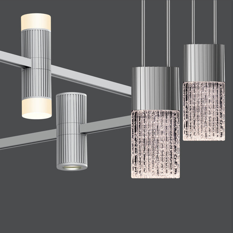 Suspenders Vertical Ring Matrix Multi Light Pendant Light with Crystal Ladder Luminaires