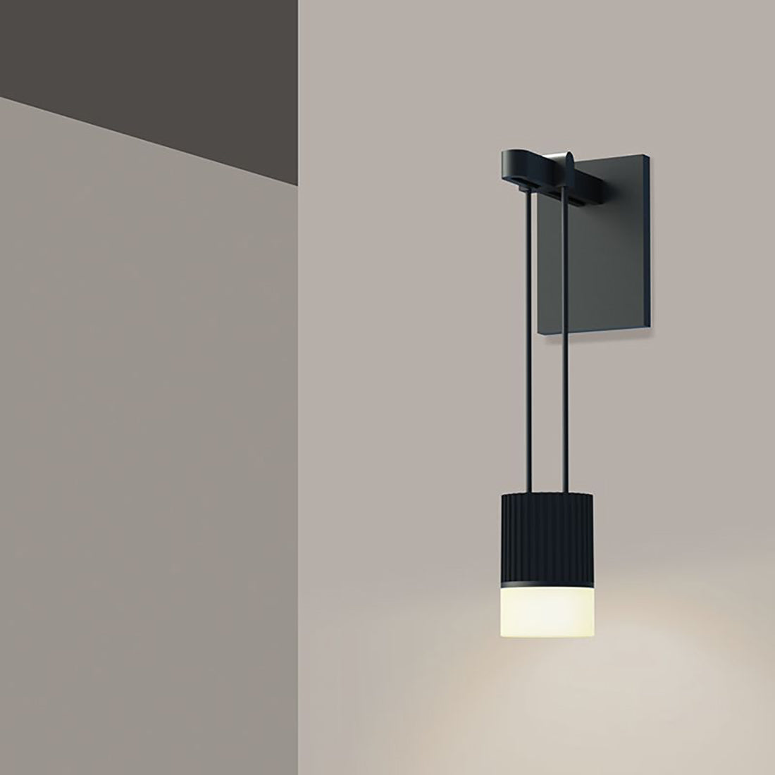 Suspenders Wall Light with Suspended Cylinder Luminaire