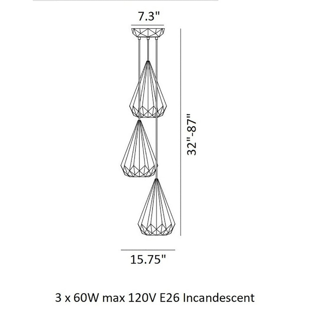 Hatton Three 3-Light Pendant Light