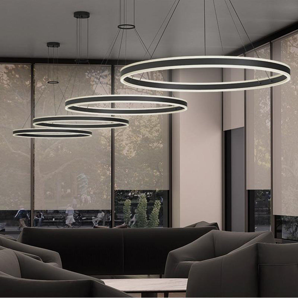 Double Corona LED Ring Pendant Light