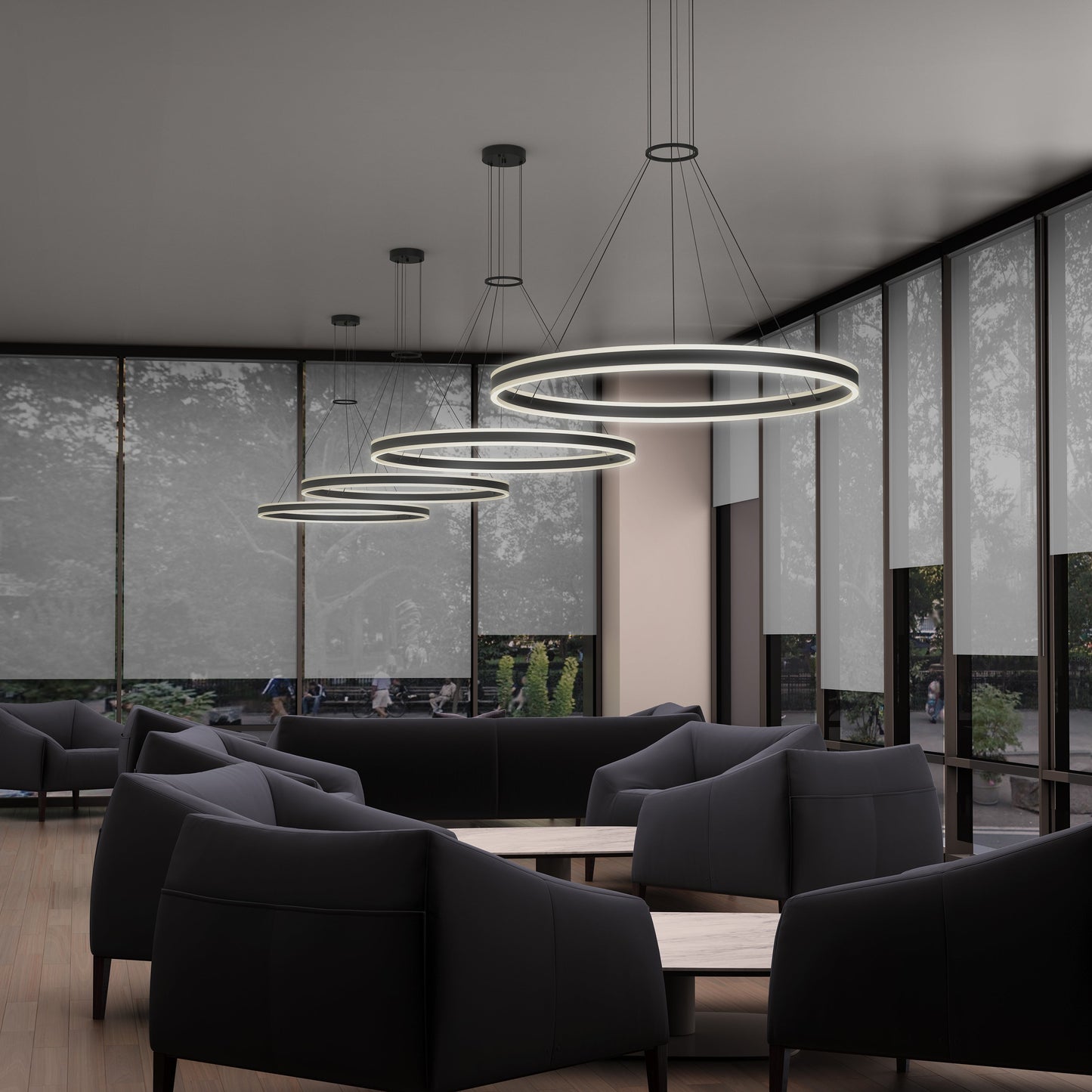 Double Corona LED Ring Pendant Light