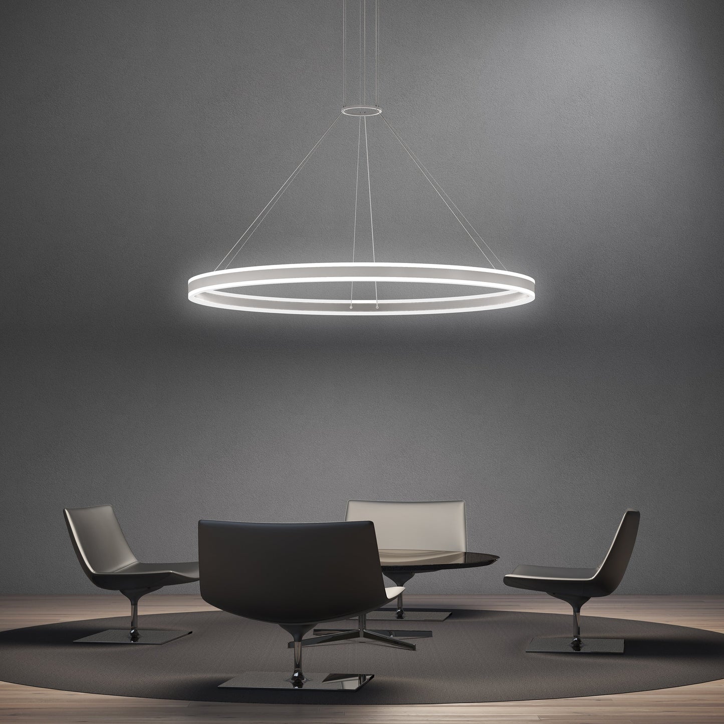 Double Corona LED Ring Pendant Light