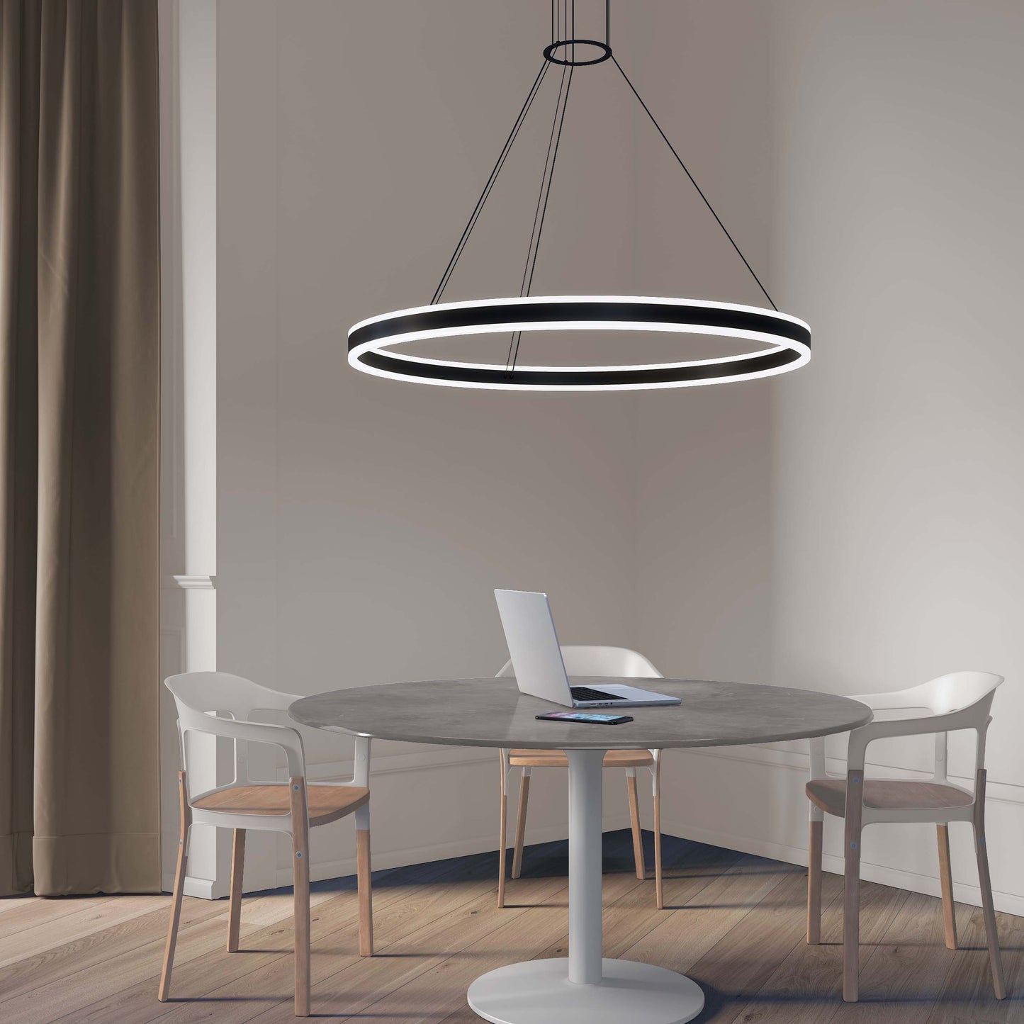 Double Corona LED Ring Pendant Light