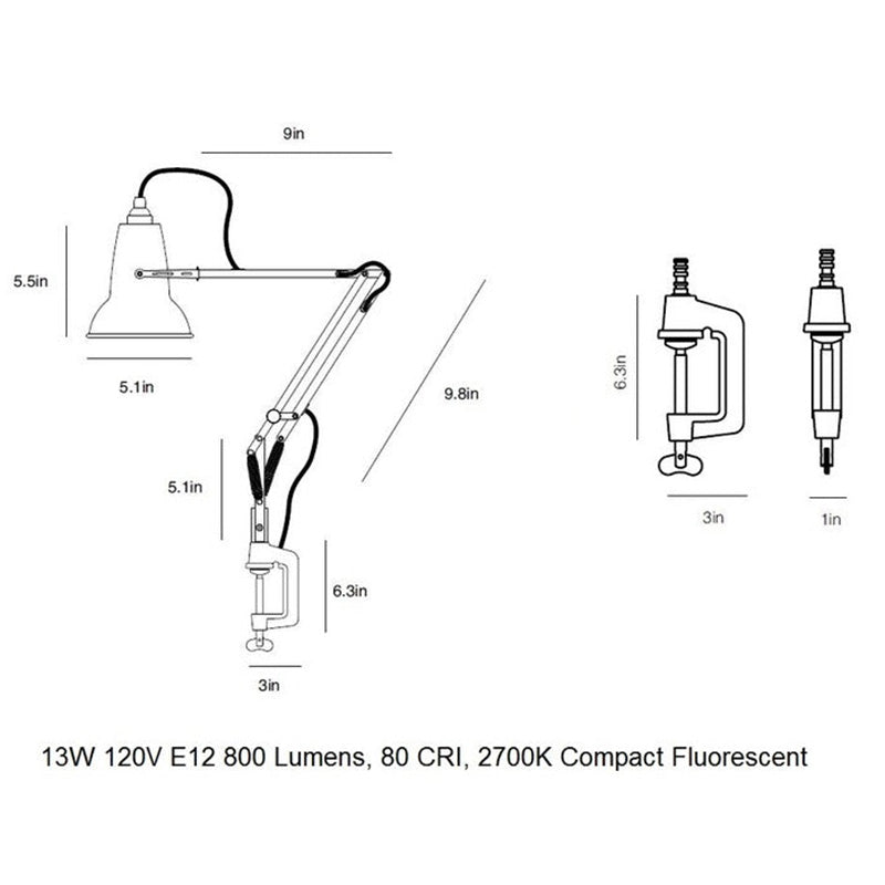 Original 1227 Mini Desk Lamp with Clamp