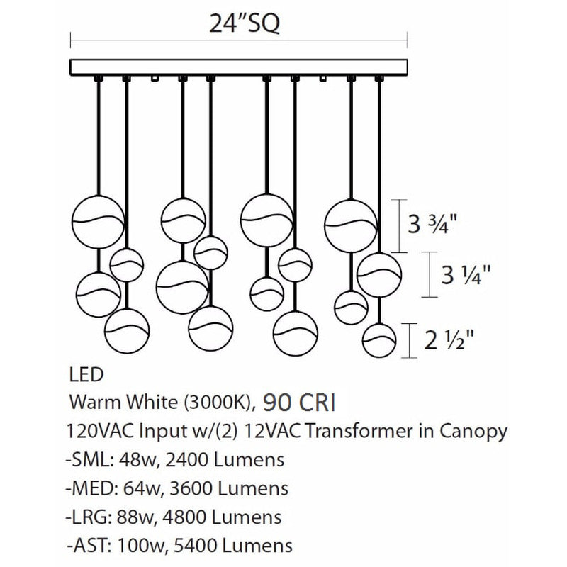 Grapes Sixteen Light Multi Pendant Light