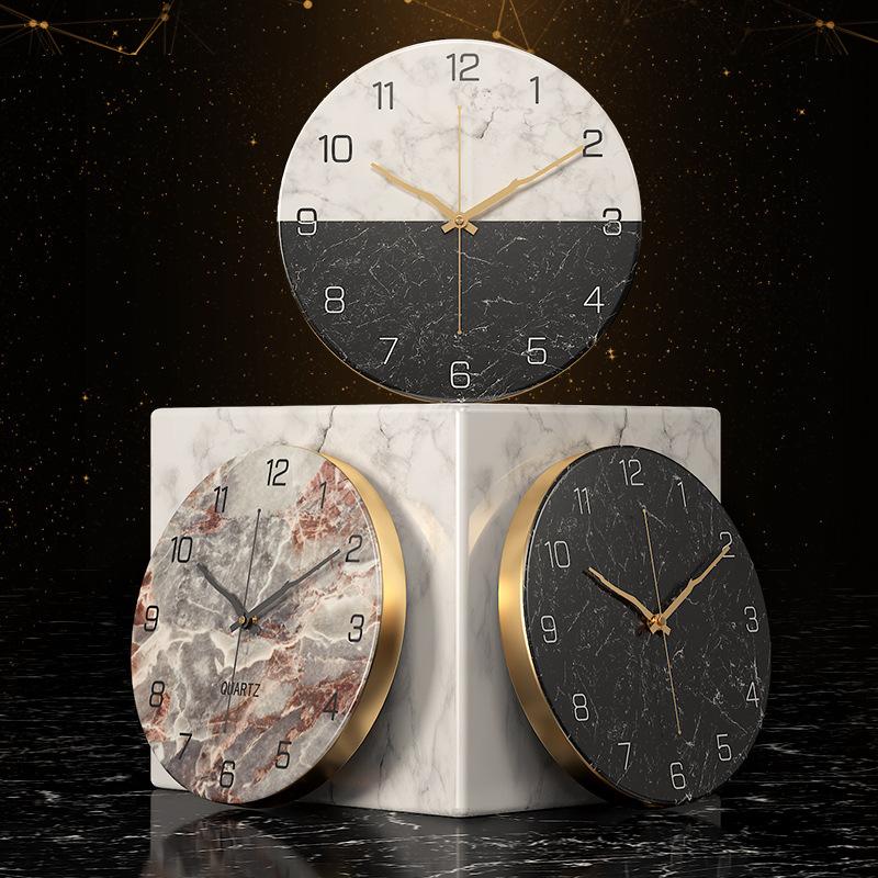 Fashion Marble Texture Metal Wall Clock