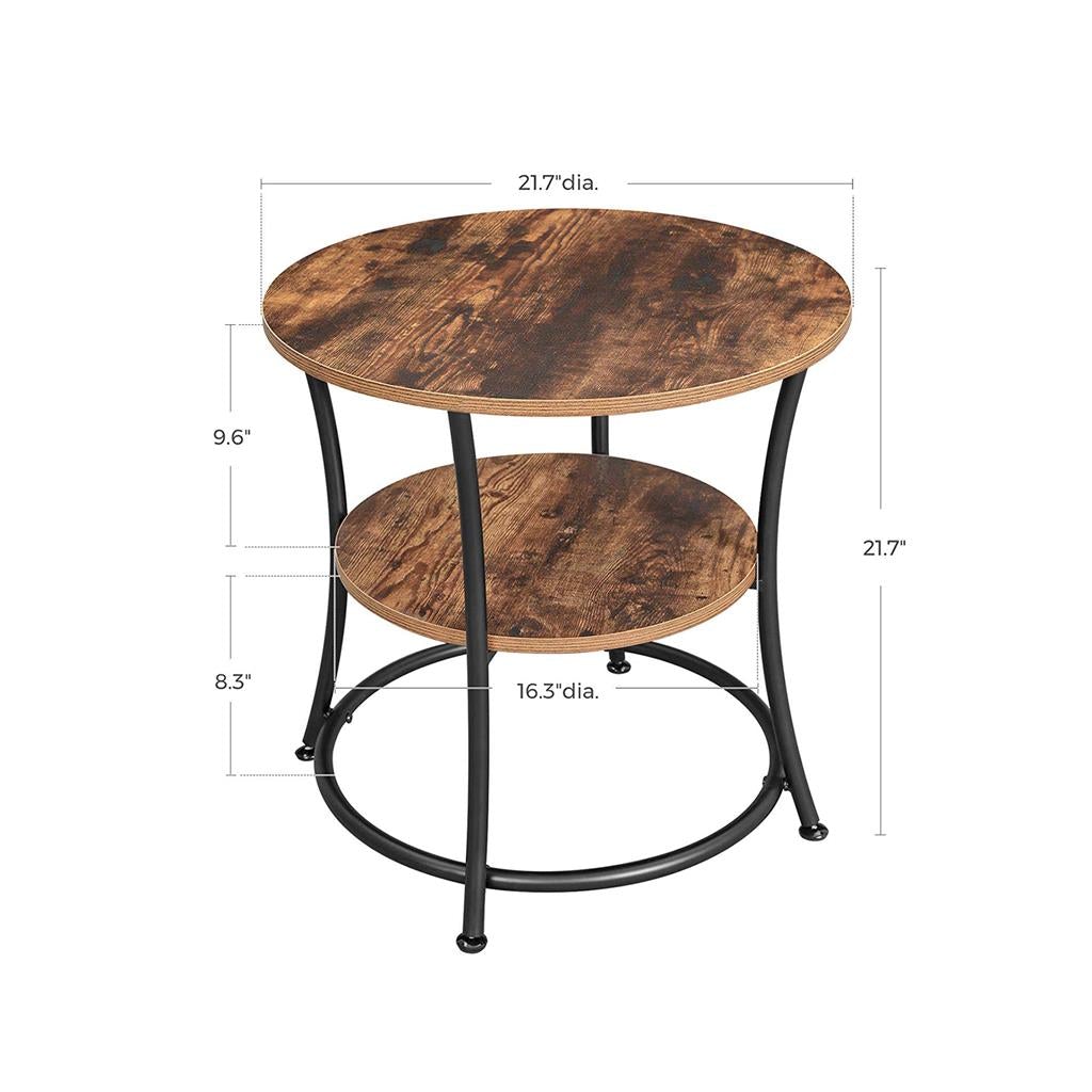 VASAGLE 2-tier Round Side Table for Home