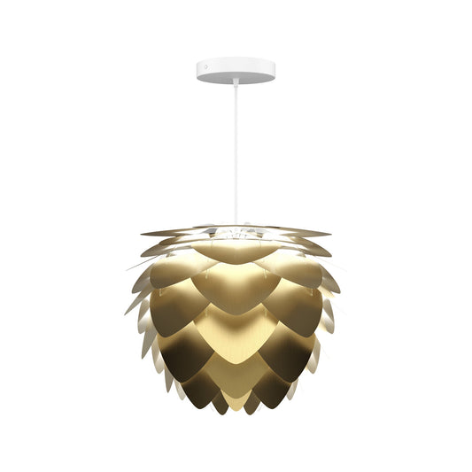 Brushed Brass / White / Cord and Plug / Mini: 15.7 in diameter Aluvia Pendant Light OPEN BOX