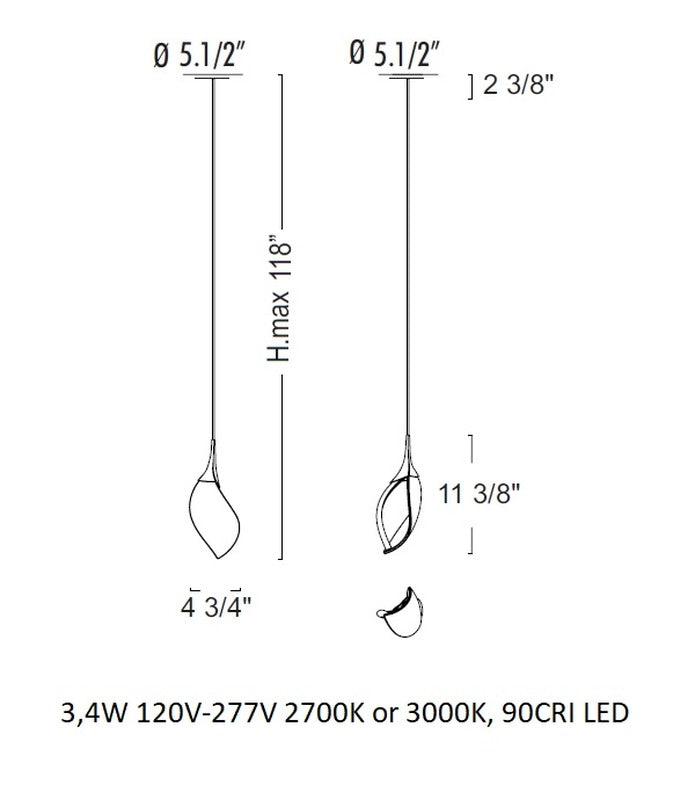 Nia S Suspension Light with Led