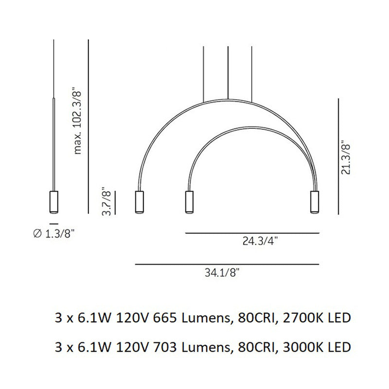 Volta Triple Pendant Light